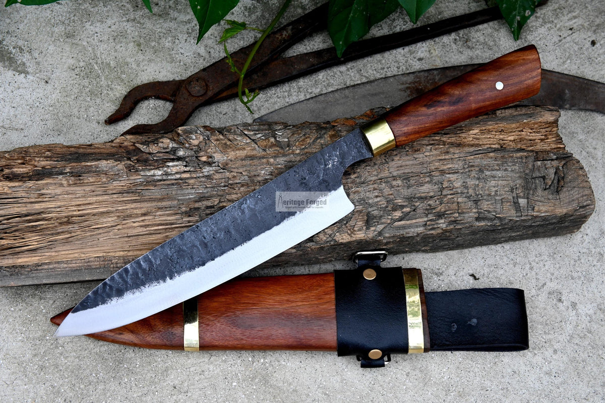 CHEF KNIFE / 10 inches long Blade / Hand forged hunting knife / jungle chef knife / Tempered / Sharpen/ Ready to use