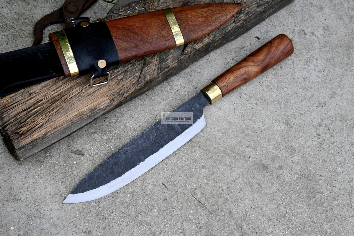 CHEF KNIFE / 9 inches long Blade / Hand forged hunting knife / jungle chef knife / Tempered / Sharpen/ Ready to use