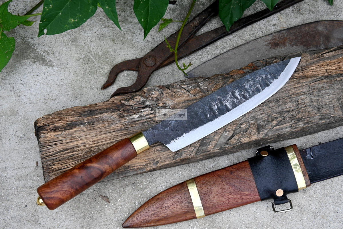 CHEF KNIFE / 9 inches long Blade / Hand forged hunting knife / jungle chef knife / Tempered / Sharpen/ Ready to use