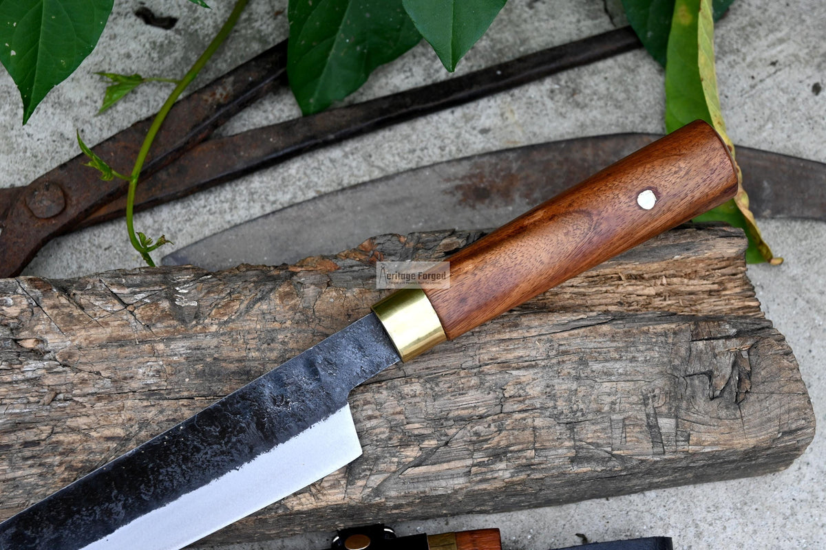 TANTO CHEF KNIFE / 10 inches long Blade / Hand forged hunting knife / jungle chef knife / Tempered / Sharpen/ Ready to use