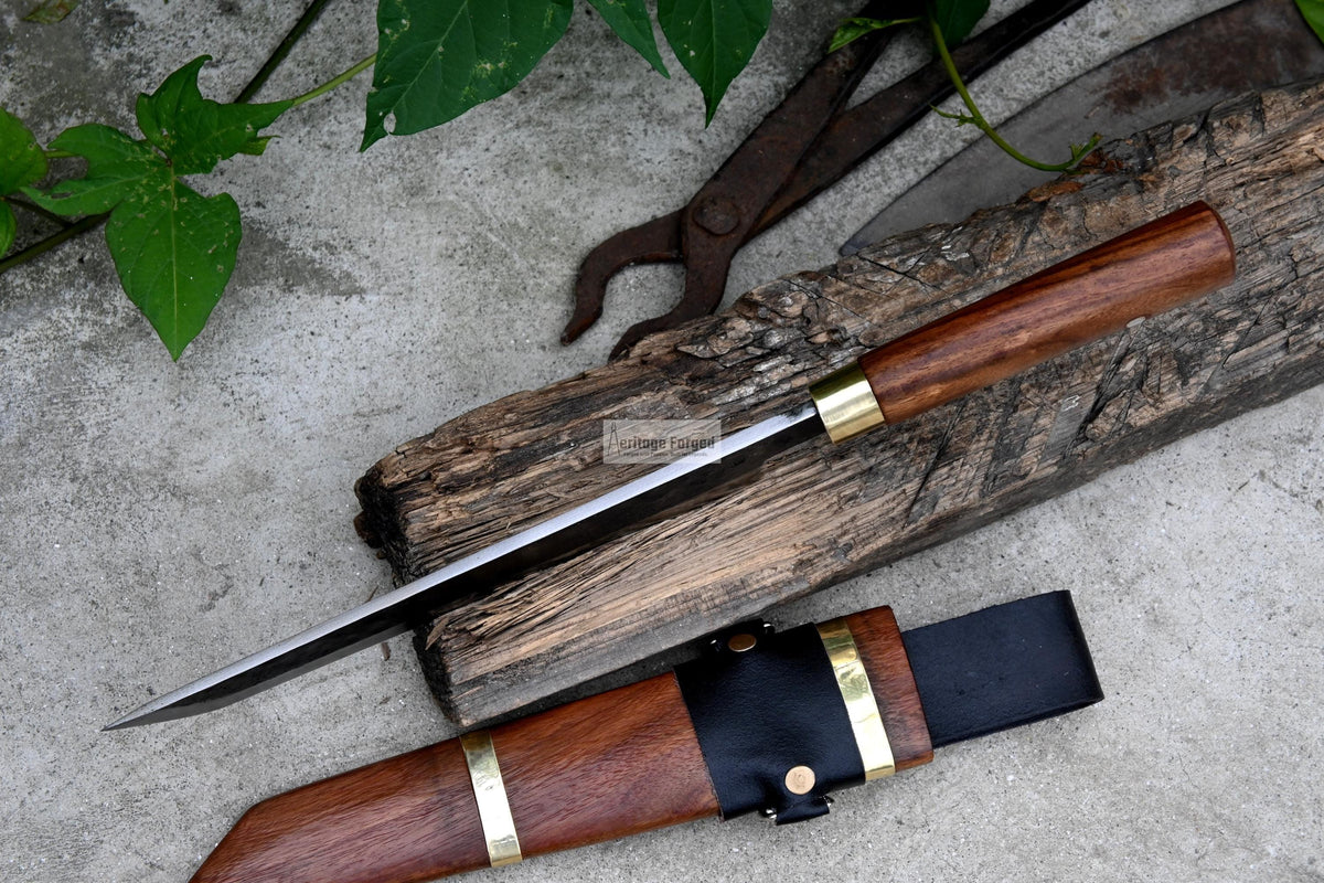 TANTO CHEF KNIFE / 10 inches long Blade / Hand forged hunting knife / jungle chef knife / Tempered / Sharpen/ Ready to use