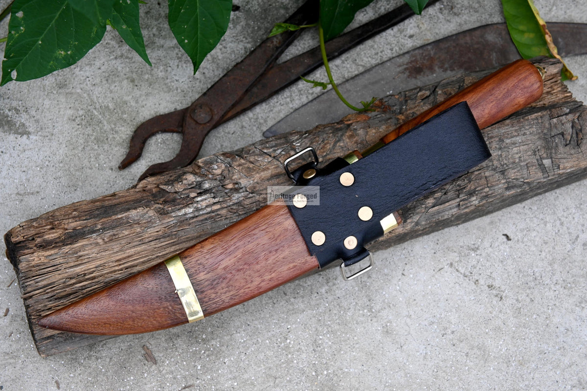 LARGE HUNTING KNIFE / 10 inches long Blade / Hand forged hunting knife / jungle chef knife / Tempered / Sharpen/ Ready to use