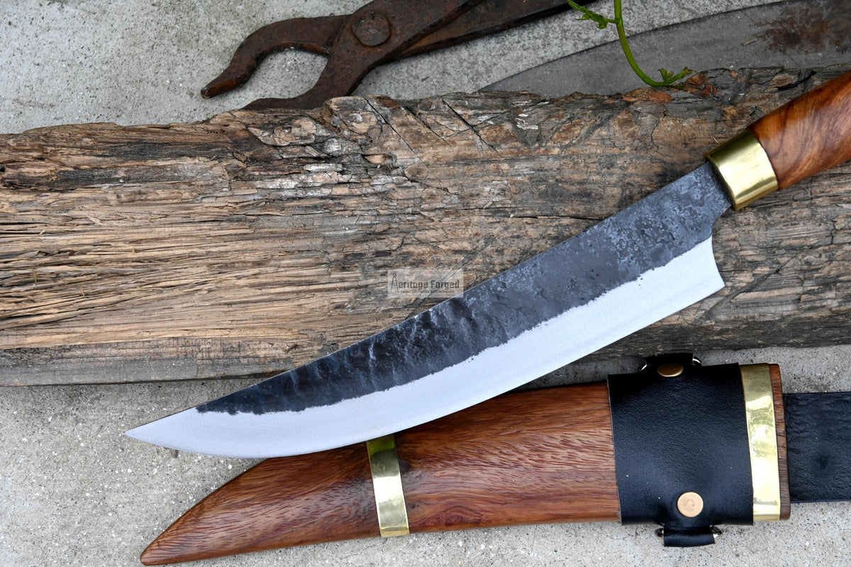 LARGE HUNTING KNIFE / 10 inches long Blade / Hand forged hunting knife / jungle chef knife / Tempered / Sharpen/ Ready to use