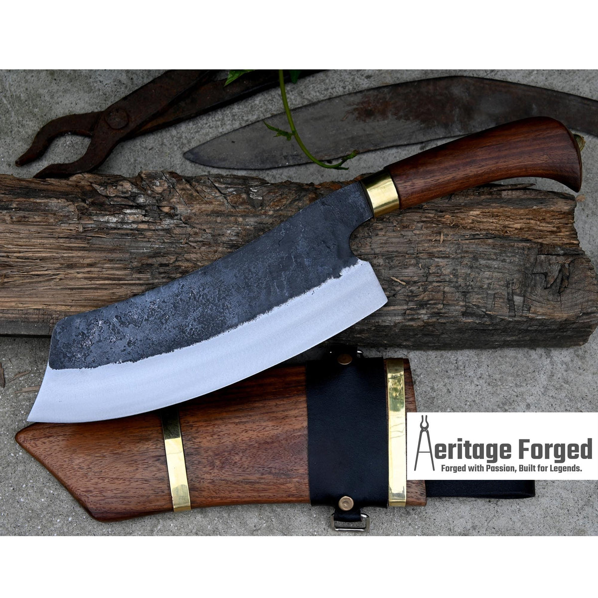 CHEF CLEAVER/ Kitchen Chopper / 10 inches long Blade / Hand forged hunting knife / jungle chef knife / Tempered / Sharpen/ Ready to use