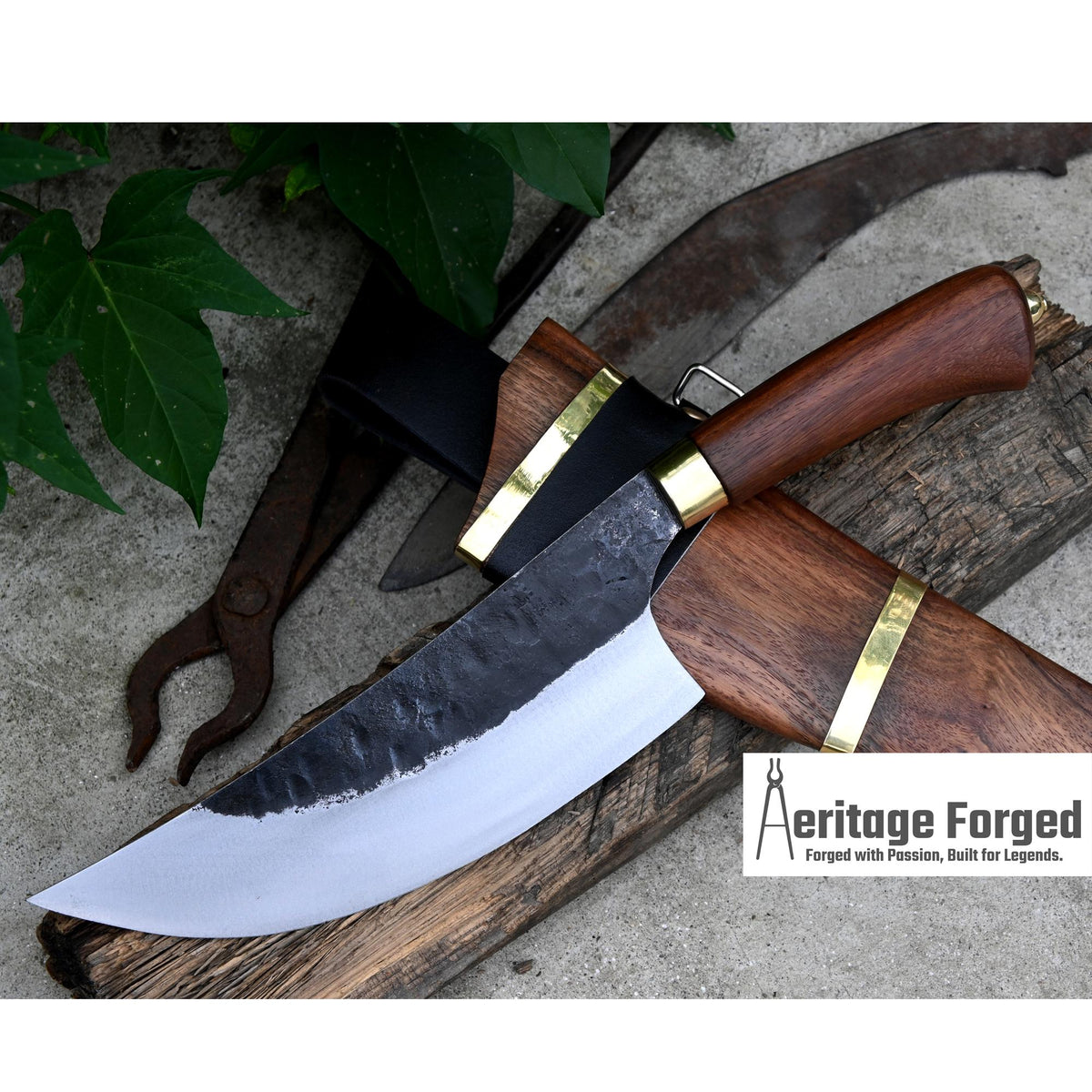 CHEF CLEAVER/ Kitchen Chopper / 10 inches long Blade / Hand forged hunting knife / jungle chef knife / Tempered / Sharpen/ Ready to use