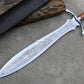 CELTIC LEAF SWORD / 21 inches Long Blade hand forged Sword/Leaf spring of truck/Flower pattern/Sharpen/Tempered/Ready to use/knife/knives