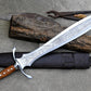 CELTIC LEAF SWORD / 21 inches Long Blade hand forged Sword/Leaf spring of truck/Flower pattern/Sharpen/Tempered/Ready to use/knife/knives
