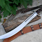 SCIMITAR MACHETE/21 inches Long Blade hand forged Sword/Leaf spring of truck/Rosewood Handle/Sharpen/Tempered/Ready to use/knife/knives