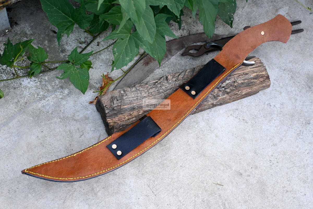 SCIMITAR MACHETE/21 inches Long Blade hand forged Sword/Leaf spring of truck/Rosewood Handle/Sharpen/Tempered/Ready to use/knife/knives