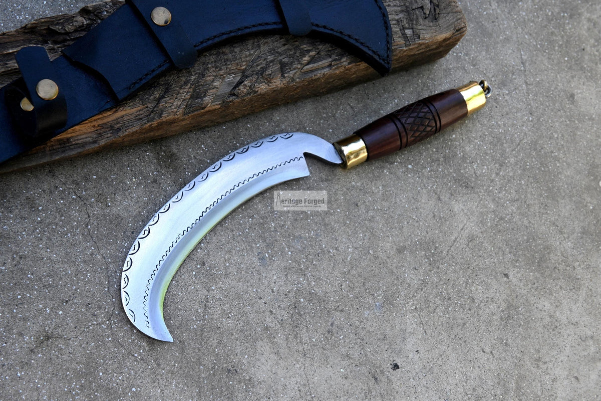 SICKLE KNIFE/Traditional Nepalese knife/Farmer Sickle /Leaf spring of truck/Rosewood Handle/Sharpen/Tempered/Ready to use/knife/knives
