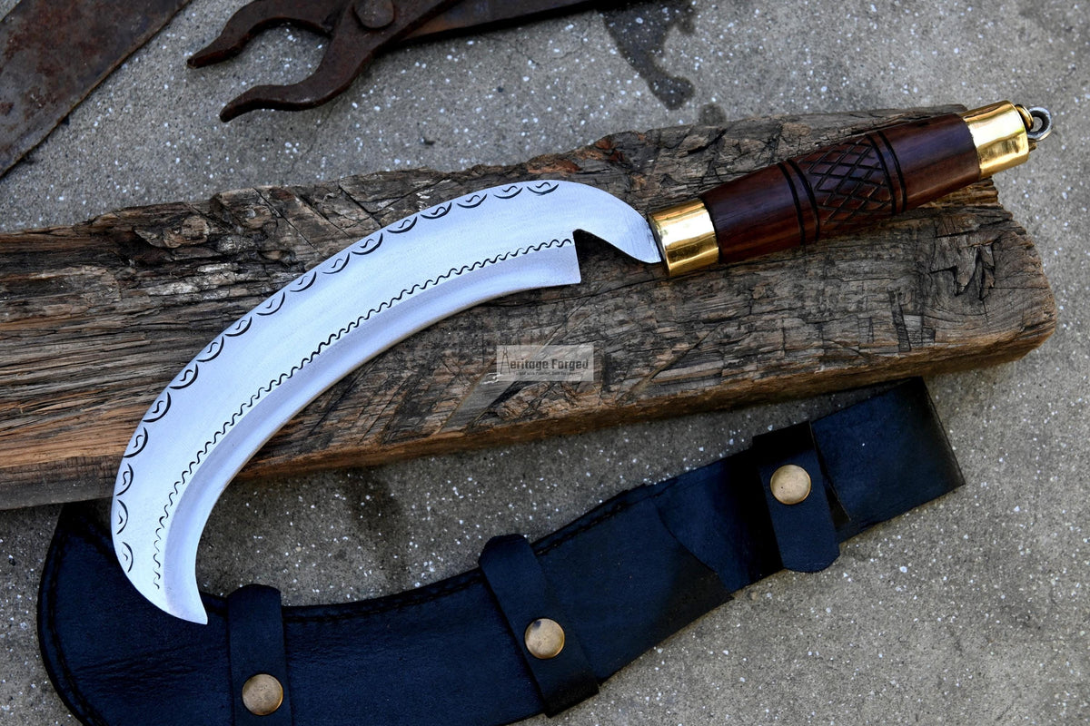 SICKLE KNIFE/Traditional Nepalese knife/Farmer Sickle /Leaf spring of truck/Rosewood Handle/Sharpen/Tempered/Ready to use/knife/knives