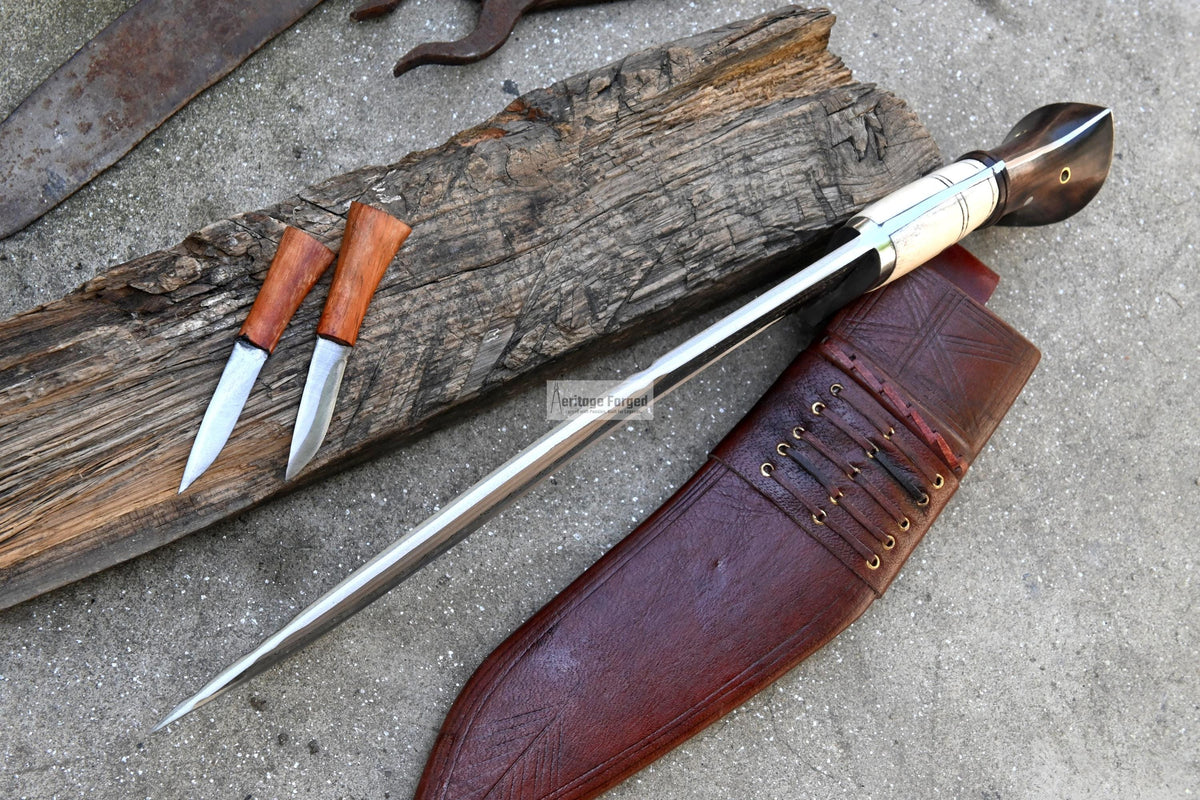 CHIRRA KHUKURI / Large kukri Machete/ 13 inches Long Blade Heavy duties machete/ Full tang/ Leaf spring of truck/ Tempered/Sharpen/Working