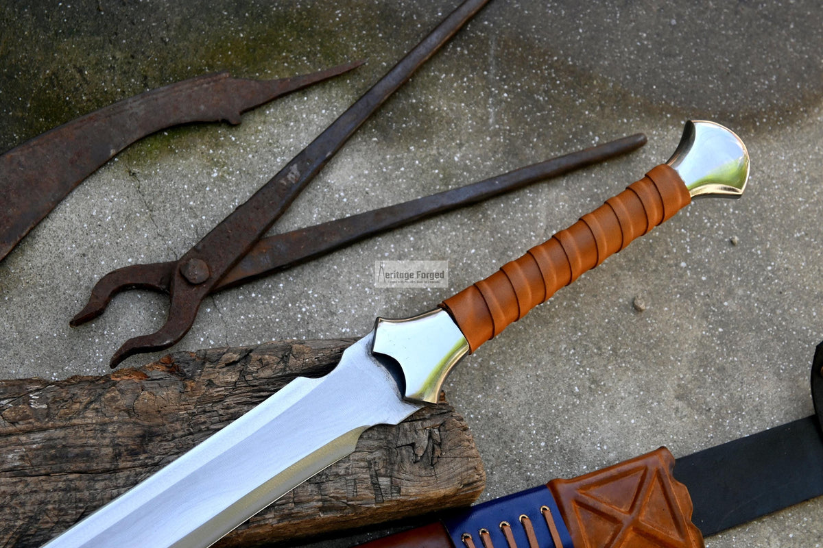 SPIT SWORD/Handmade sword sword /24 inches Long Blade machete/ Full tang/ Leaf spring of truck/ Tempered/Sharpen/Working/sword