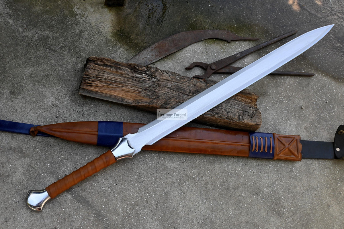 SPIT SWORD/Handmade sword sword /24 inches Long Blade machete/ Full tang/ Leaf spring of truck/ Tempered/Sharpen/Working/sword