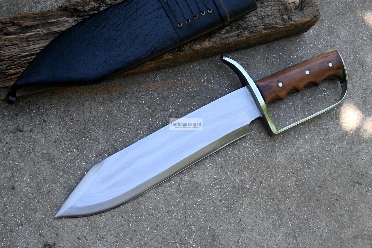 BOWIE KNIFE / 12 inches long Blade / Hand forged Bowie knife / Made from Leaf spring of truck / Tempered / Sharpen/ Ready to use