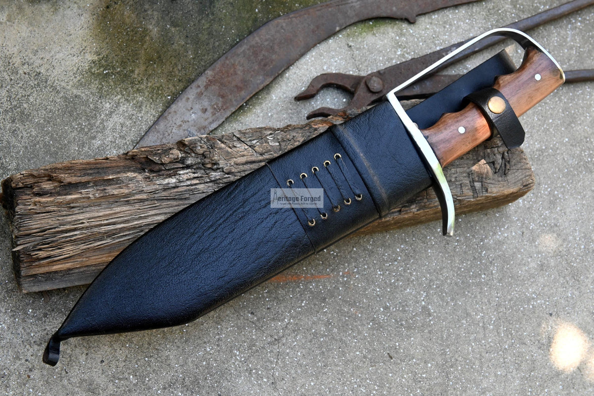 BOWIE KNIFE / 12 inches long Blade / Hand forged Bowie knife / Made from Leaf spring of truck / Tempered / Sharpen/ Ready to use