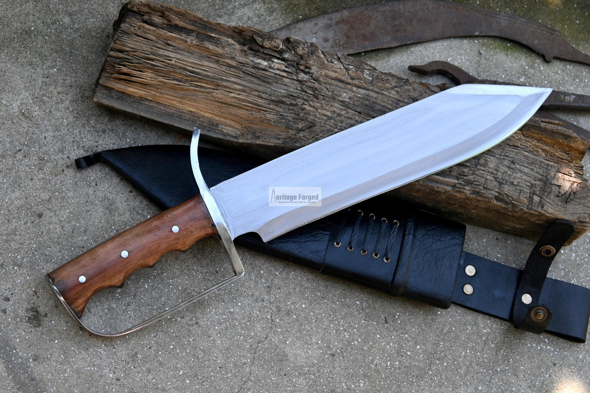 BOWIE KNIFE / 12 inches long Blade / Hand forged Bowie knife / Made from Leaf spring of truck / Tempered / Sharpen/ Ready to use