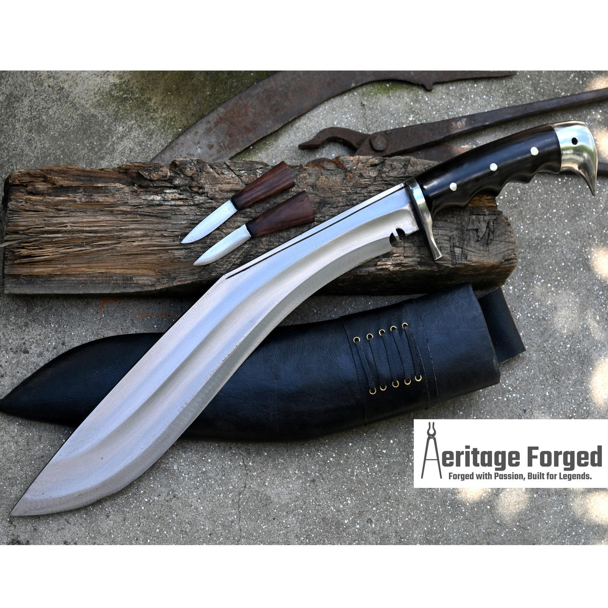 LARGE KHUKURI / Large kukri Machete/ 16 inches Long Blade Heavy machete/ Full tang/ Leaf spring of truck/ Tempered/Sharpen/Working