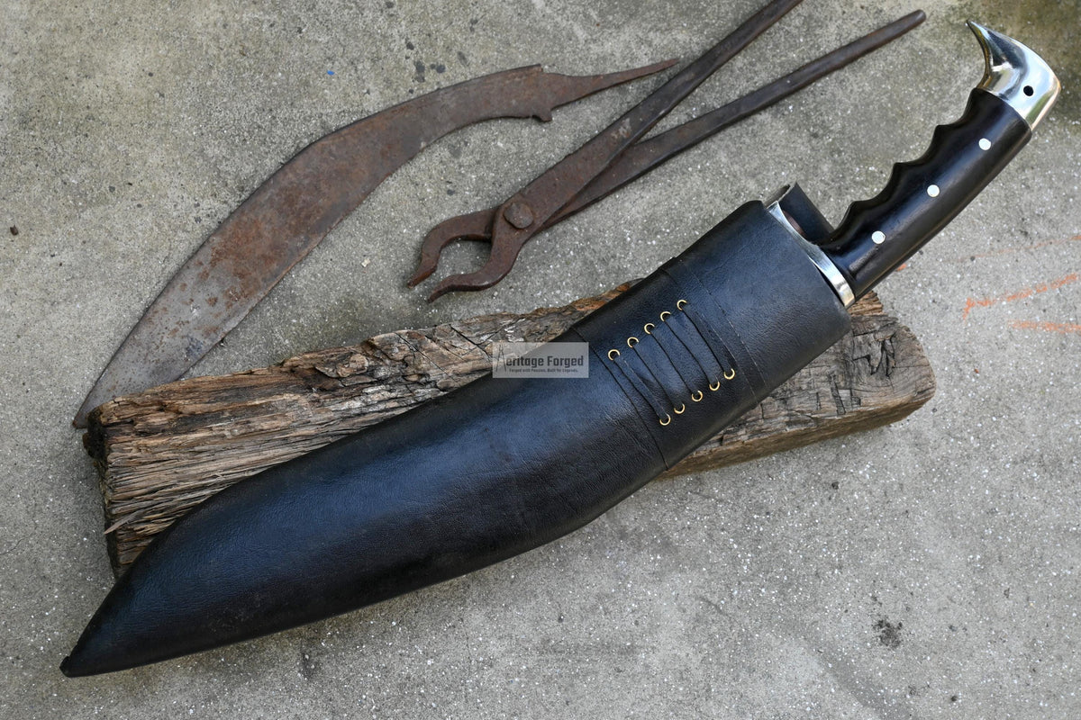 LARGE KHUKURI / Large kukri Machete/ 16 inches Long Blade Heavy machete/ Full tang/ Leaf spring of truck/ Tempered/Sharpen/Working