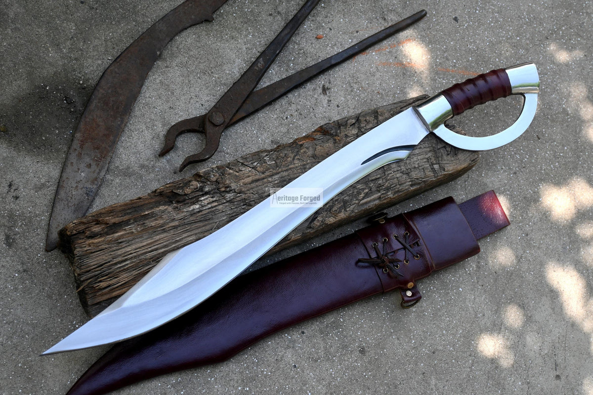 SCIMITAR SWORD/18 inches Long Blade hand forged Sword/Leaf spring of truck/Rosewood Handle/Sharpen/Tempered/Ready to use/knife/knives