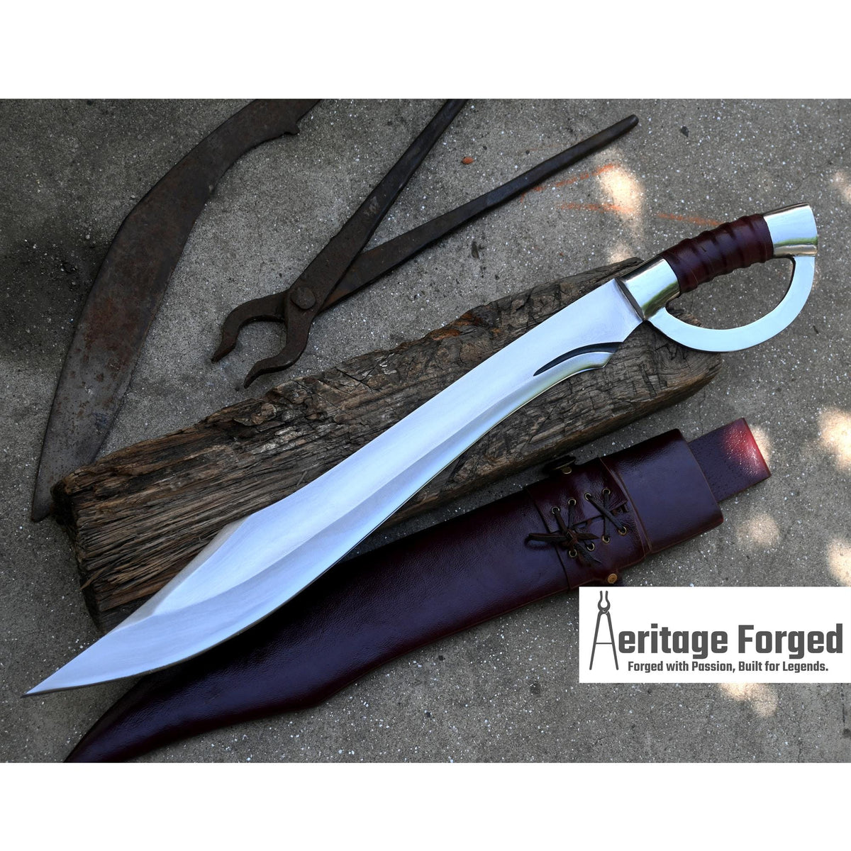 SCIMITAR SWORD/18 inches Long Blade hand forged Sword/Leaf spring of truck/Rosewood Handle/Sharpen/Tempered/Ready to use/knife/knives