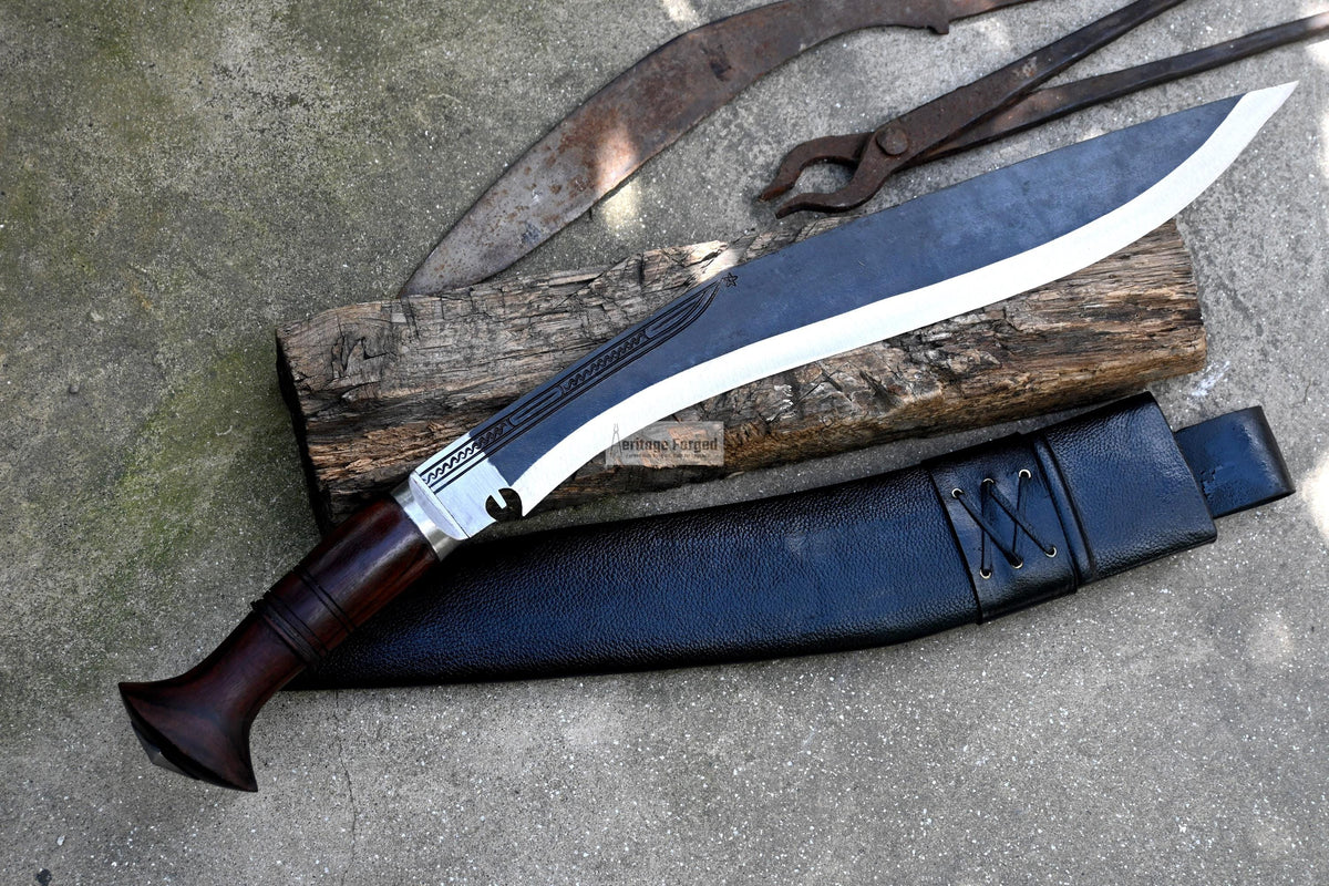 LARGE FARMER KHUKURI / Large kukri Machete/ 18 inches Long Blade Heavy machete/ Full tang/ Leaf spring of truck/ Tempered/Sharpen/Working