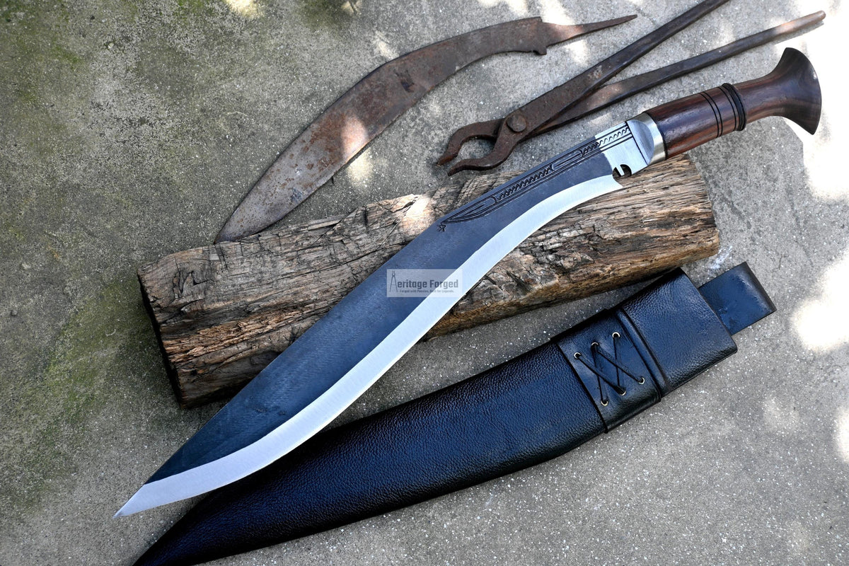 LARGE FARMER KHUKURI / Large kukri Machete/ 18 inches Long Blade Heavy machete/ Full tang/ Leaf spring of truck/ Tempered/Sharpen/Working