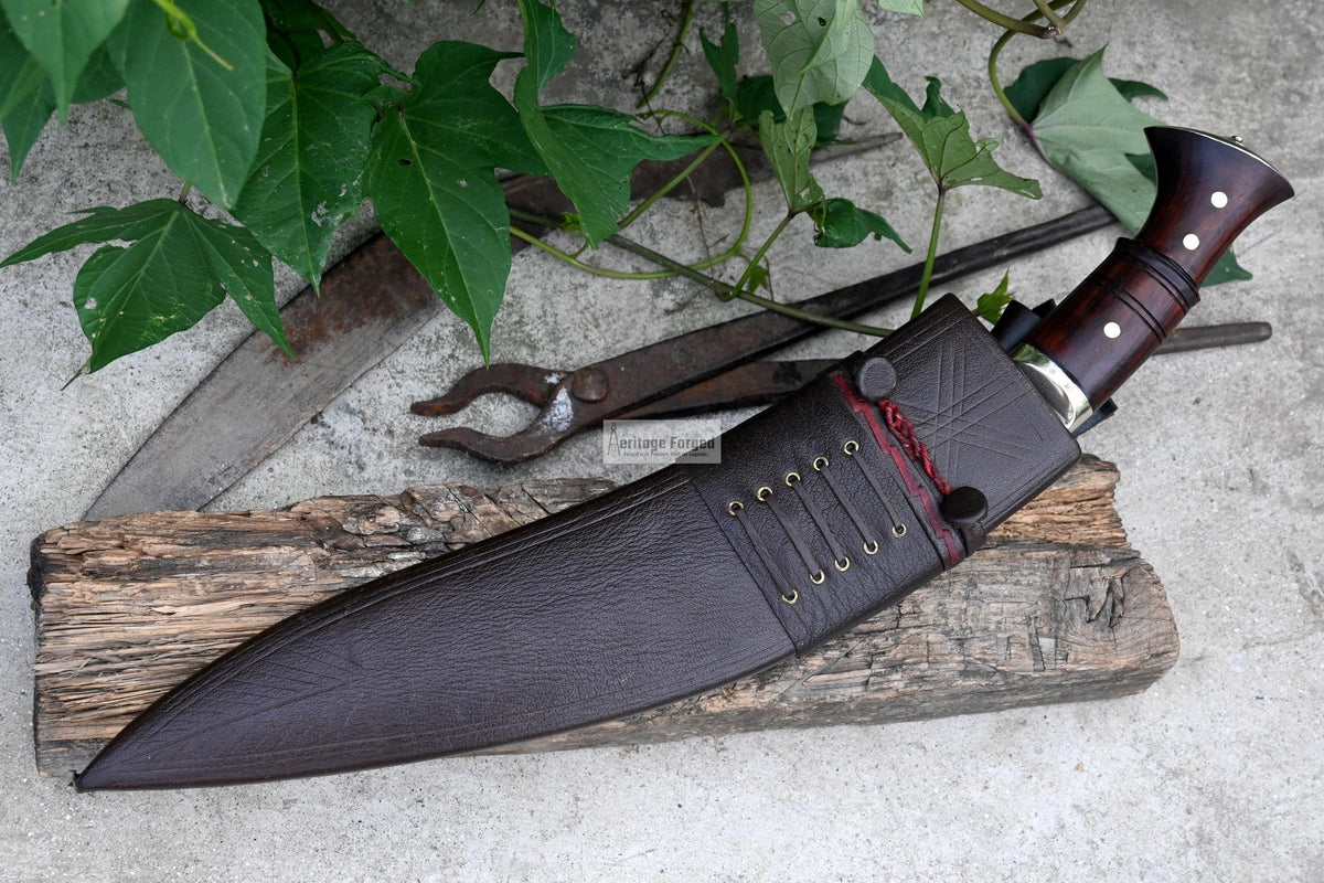 HISTORICAL KHUKURI / kukri Machete/ 14 inches Long Blade Heavy duties machete/ Full tang/ Leaf spring of truck/ Tempered/Sharpen/Working