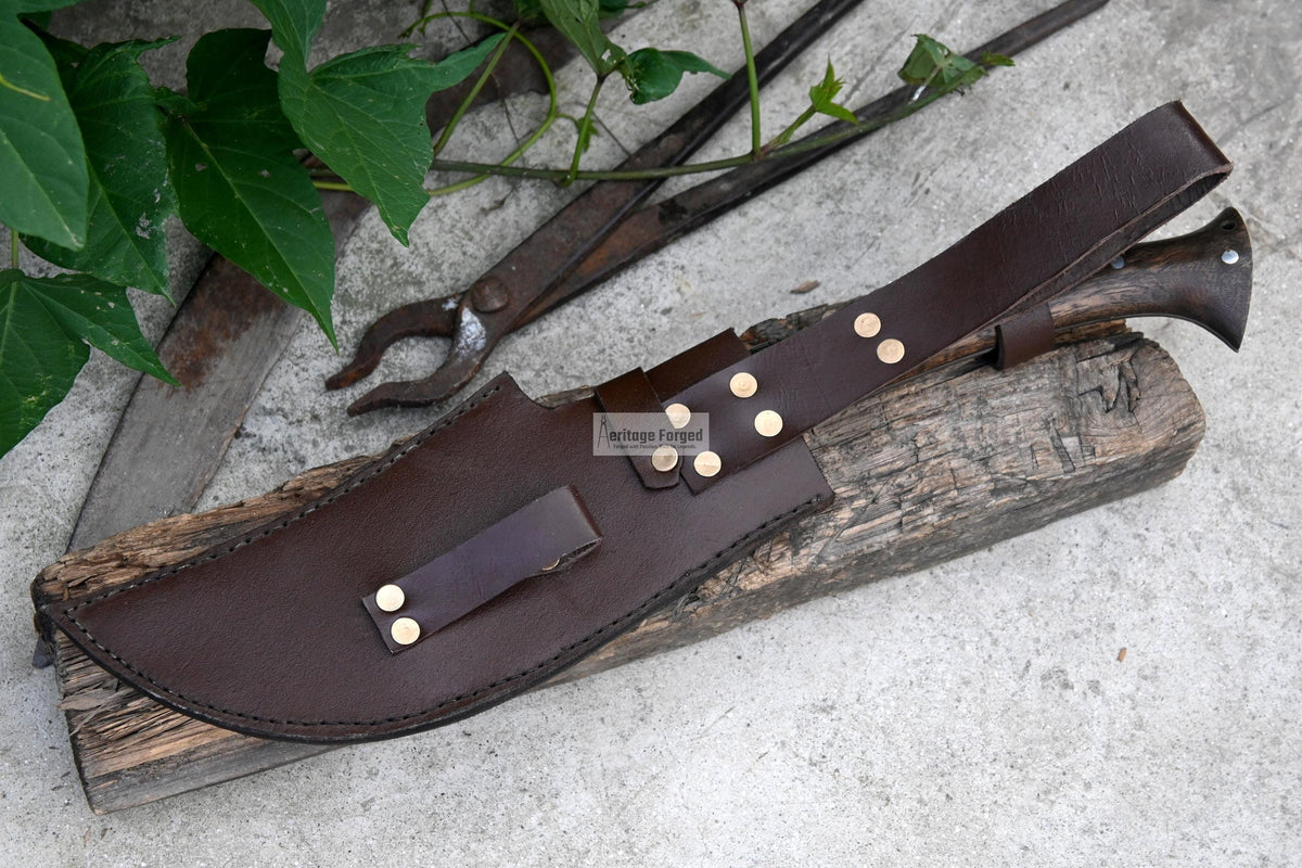 AXE BOWIE KNIFE / 10 inches long Blade / Hand forged Bowie knife / Made from Leaf spring of truck / Tempered / Sharpen/ Ready to use