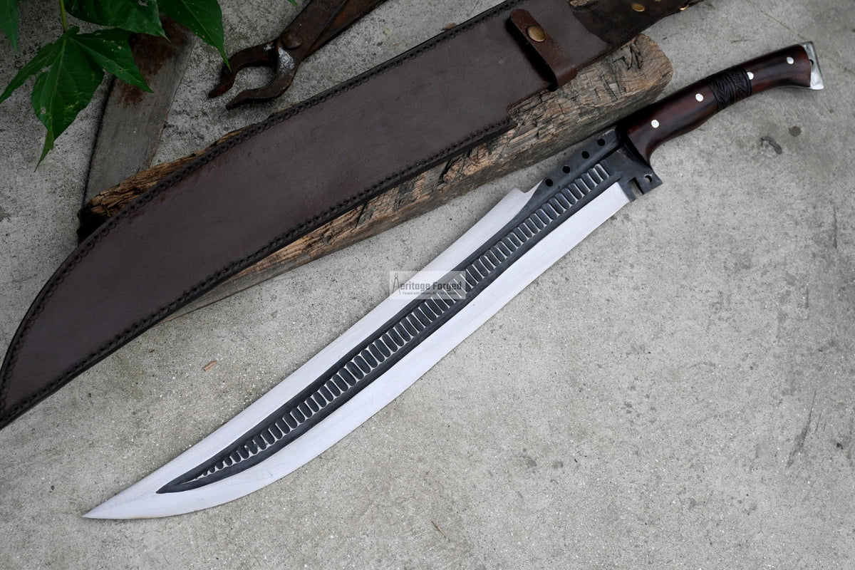 JUNGLE MACHETE / Large Jungle Clever/19 inches Long Blade Heavy duties machete/ Full tang/ Leaf spring of truck/ Tempered/Sharpen/Working