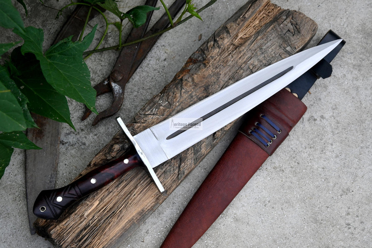 VIKING DAGGER/12 inches Long Blade hand forged Dagger/Leaf spring of truck/Rosewood Handle/Sharpen/Tempered/Ready to use/knife/knives