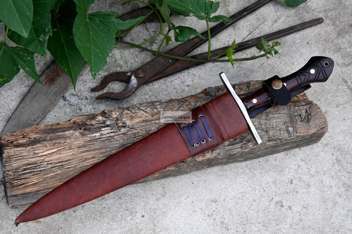 VIKING DAGGER/12 inches Long Blade hand forged Dagger/Leaf spring of truck/Rosewood Handle/Sharpen/Tempered/Ready to use/knife/knives