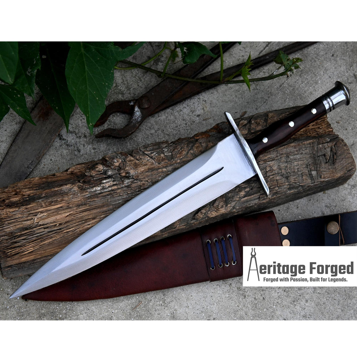 VIKING DAGGER/12 inches Long Blade hand forged Dagger/Leaf spring of truck/Rosewood Handle/Sharpen/Tempered/Ready to use/knife/knives