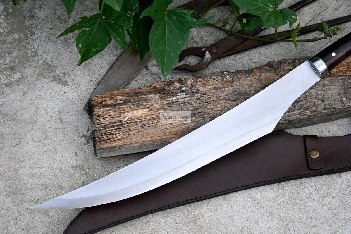 JUNGLE MACHETE / Large Jungle Clever/18 inches Long Blade Heavy duties machete/ Full tang/ Leaf spring of truck/ Tempered/Sharpen/Working