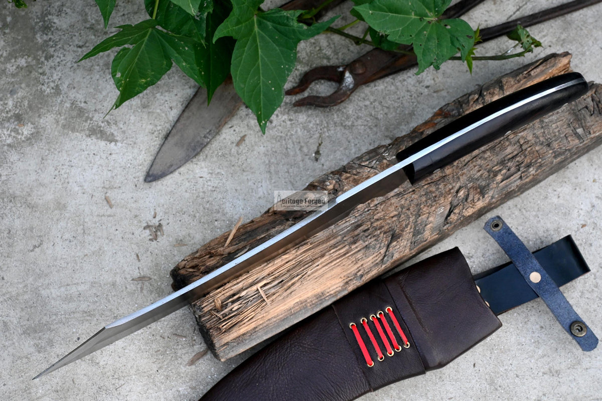 KHOPESH MACHETE/ 14 inches Long Blade hand forged Egyptian  khopesh sword /Leaf spring of truck /Sharpen/Tempered/Ready to use/knife/knives