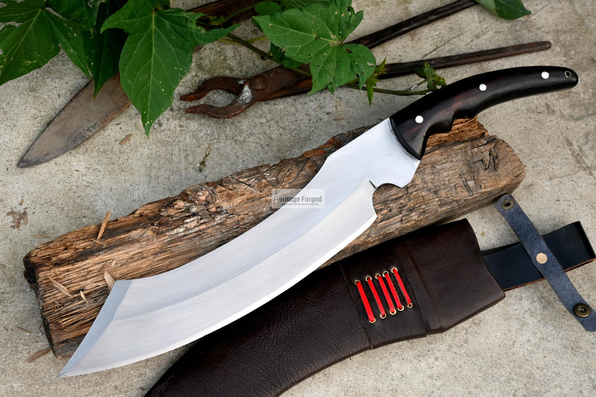 KHOPESH MACHETE/ 14 inches Long Blade hand forged Egyptian  khopesh sword /Leaf spring of truck /Sharpen/Tempered/Ready to use/knife/knives