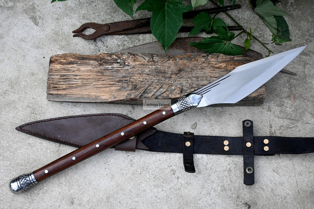 HUNTING SPEAR / hand forged spear /9 inches Long Blade spear/ throwing Spear/ Full tang/ Leaf spring of truck/ Tempered/Sharpen