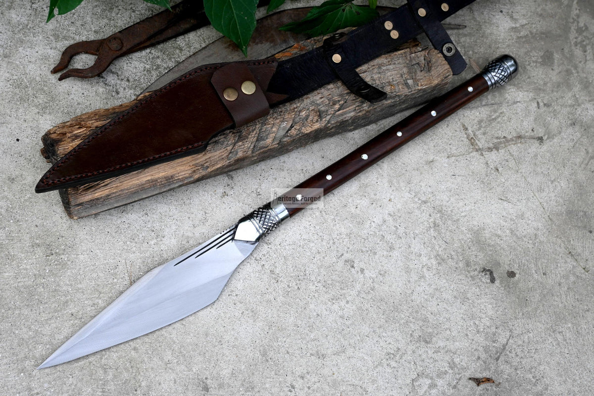 HUNTING SPEAR / hand forged spear /9 inches Long Blade spear/ throwing Spear/ Full tang/ Leaf spring of truck/ Tempered/Sharpen