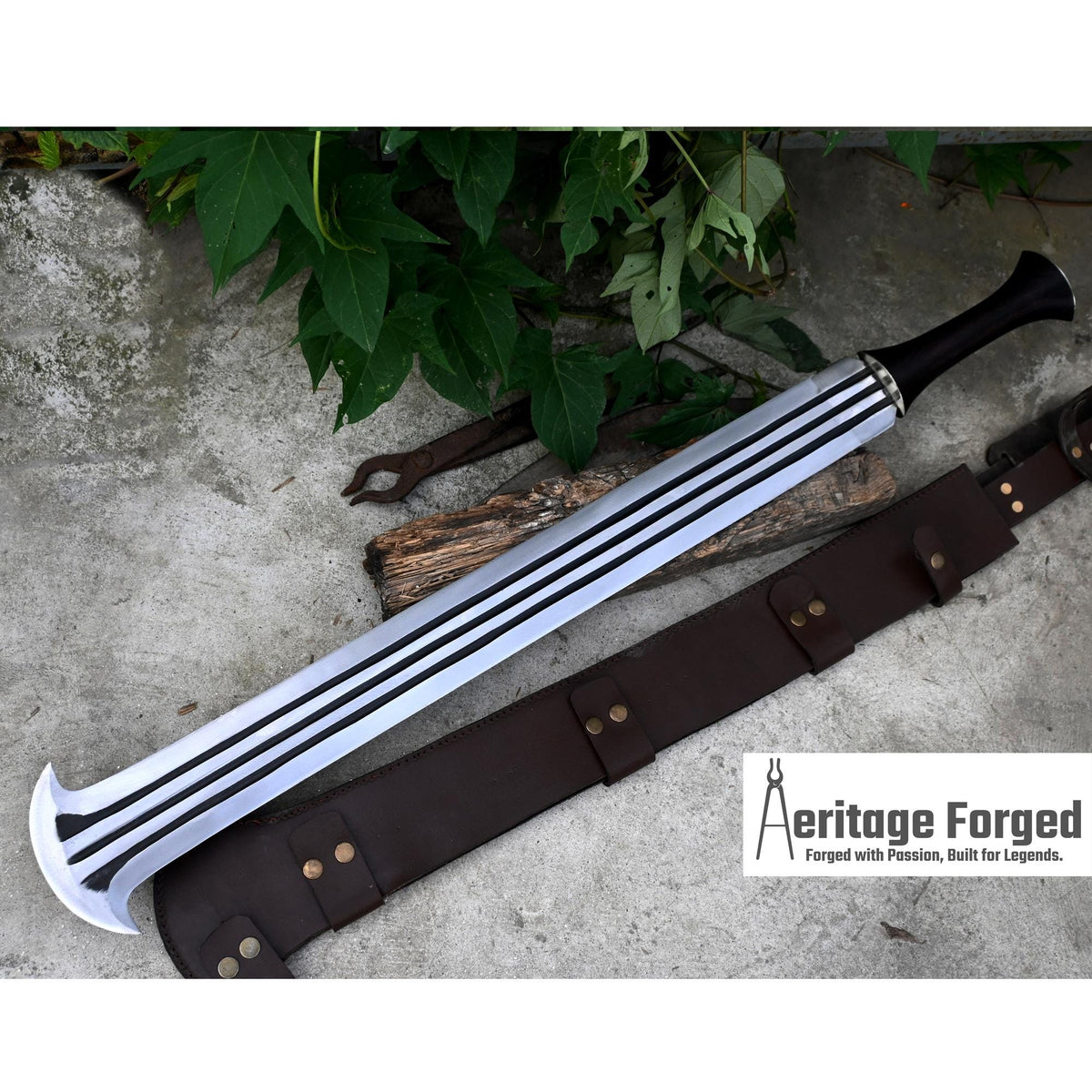 KONDA MACHETE / Large African Machete/30 inches Long Blade Heavy duties machete/ Full tang/ Leaf spring of truck/ Tempered/Sharpen/Working