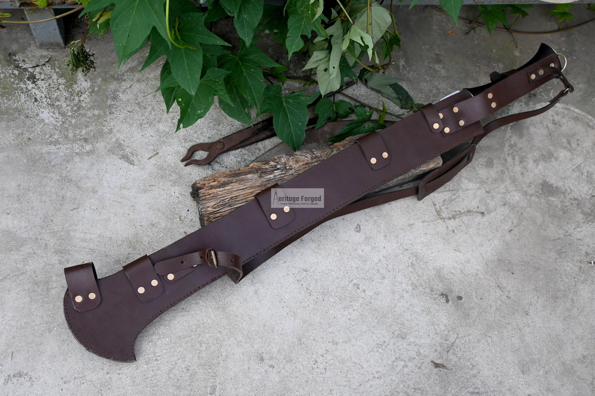 KONDA MACHETE / Large African Machete/30 inches Long Blade Heavy duties machete/ Full tang/ Leaf spring of truck/ Tempered/Sharpen/Working