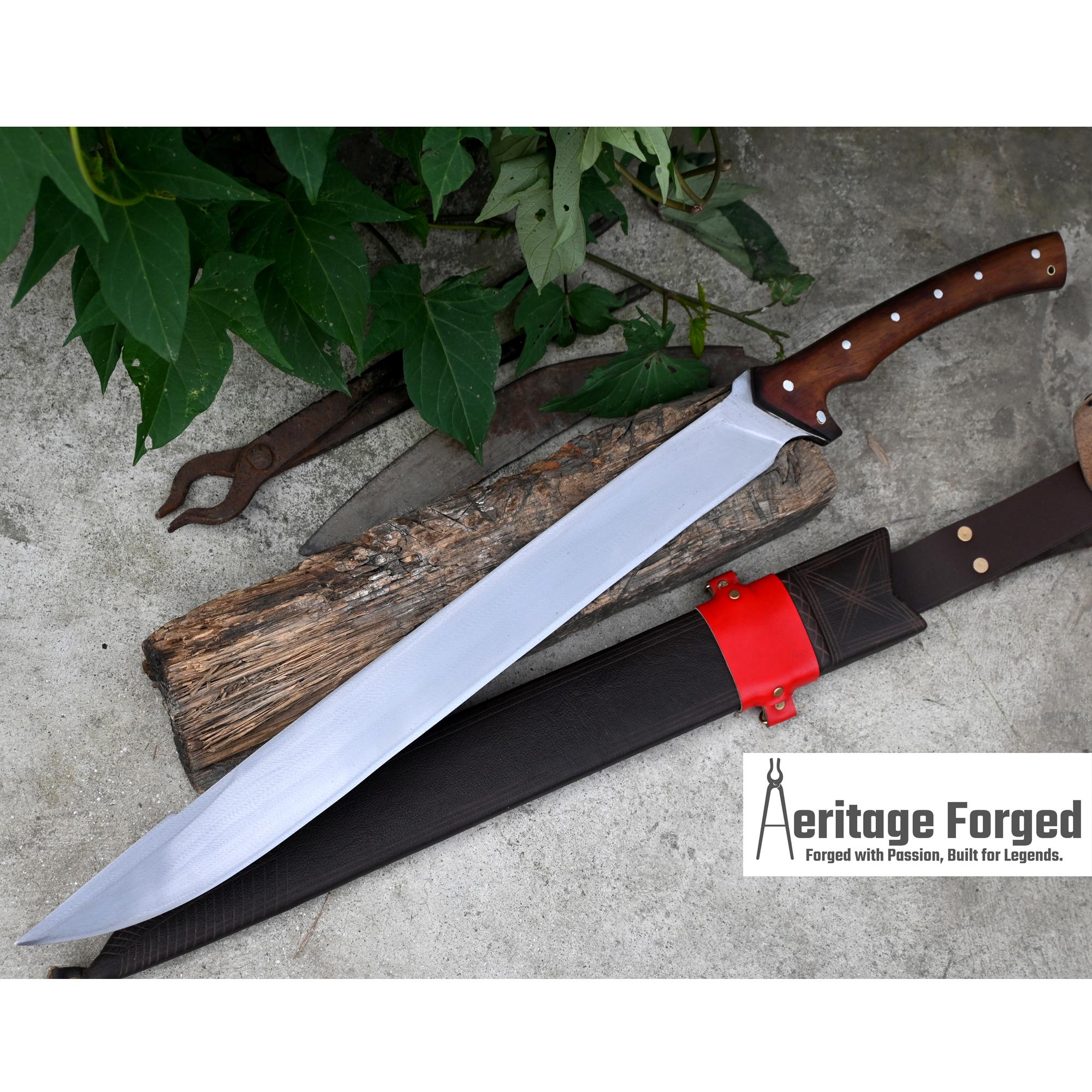 SPARTAN MACHETE / Large Jungle Machete/21 inches Long Blade Heavy duties machete/ Full tang/ Leaf spring of truck/ Tempered/Sharpen/Working