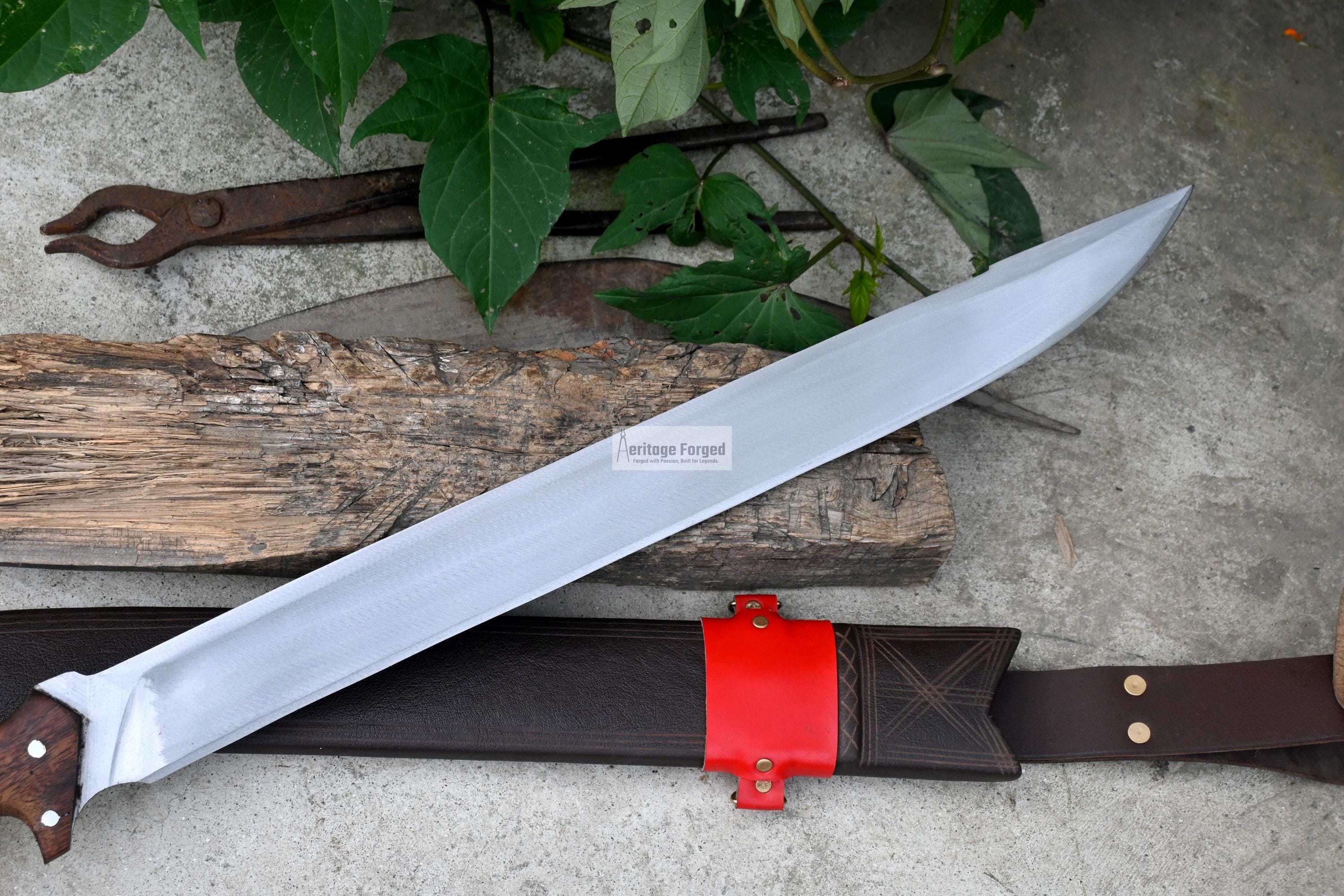 SPARTAN MACHETE / Large Jungle Machete/21 inches Long Blade Heavy duties machete/ Full tang/ Leaf spring of truck/ Tempered/Sharpen/Working