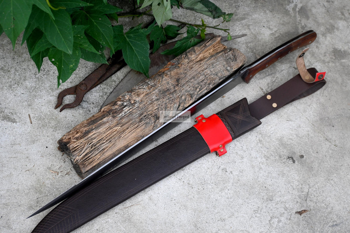 SPARTAN MACHETE / Large Jungle Machete/21 inches Long Blade Heavy duties machete/ Full tang/ Leaf spring of truck/ Tempered/Sharpen/Working