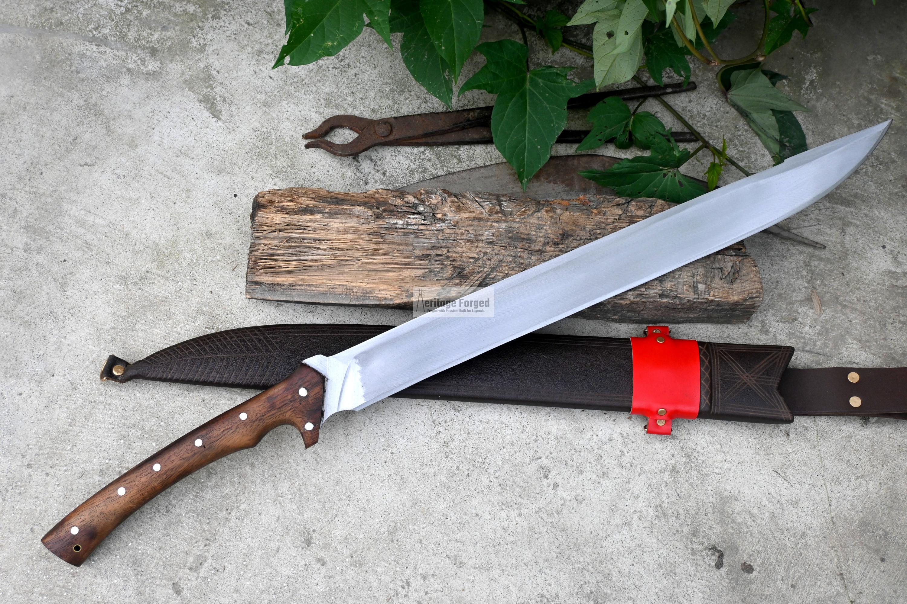 SPARTAN MACHETE / Large Jungle Machete/21 inches Long Blade Heavy duties machete/ Full tang/ Leaf spring of truck/ Tempered/Sharpen/Working