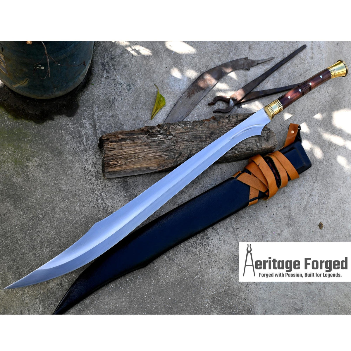SCIMITAR SWORD/29 inches Long Blade hand forged Sword/Leaf spring of truck/Rosewood Handle/Sharpen/Tempered/Ready to use/knife/knives