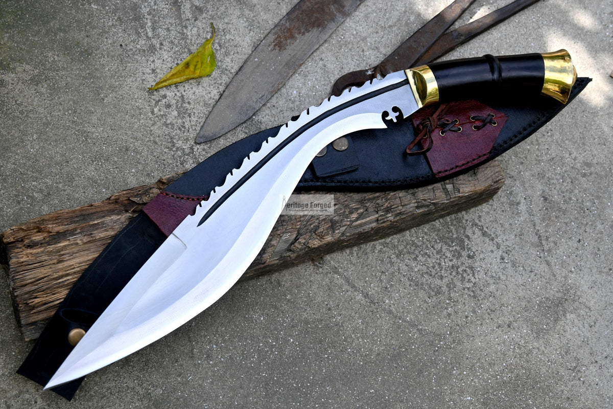 KUKRI MACHETE / Large Jungle Machete/ 16 inches Long Blade Heavy duties khukuri / Full tang/ Leaf spring of truck/ Tempered/Sharpen/Working