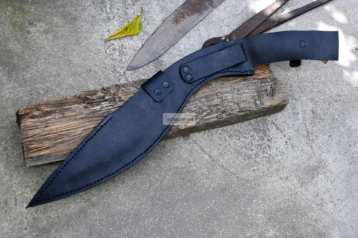 KUKRI MACHETE / Large Jungle Machete/ 16 inches Long Blade Heavy duties khukuri / Full tang/ Leaf spring of truck/ Tempered/Sharpen/Working