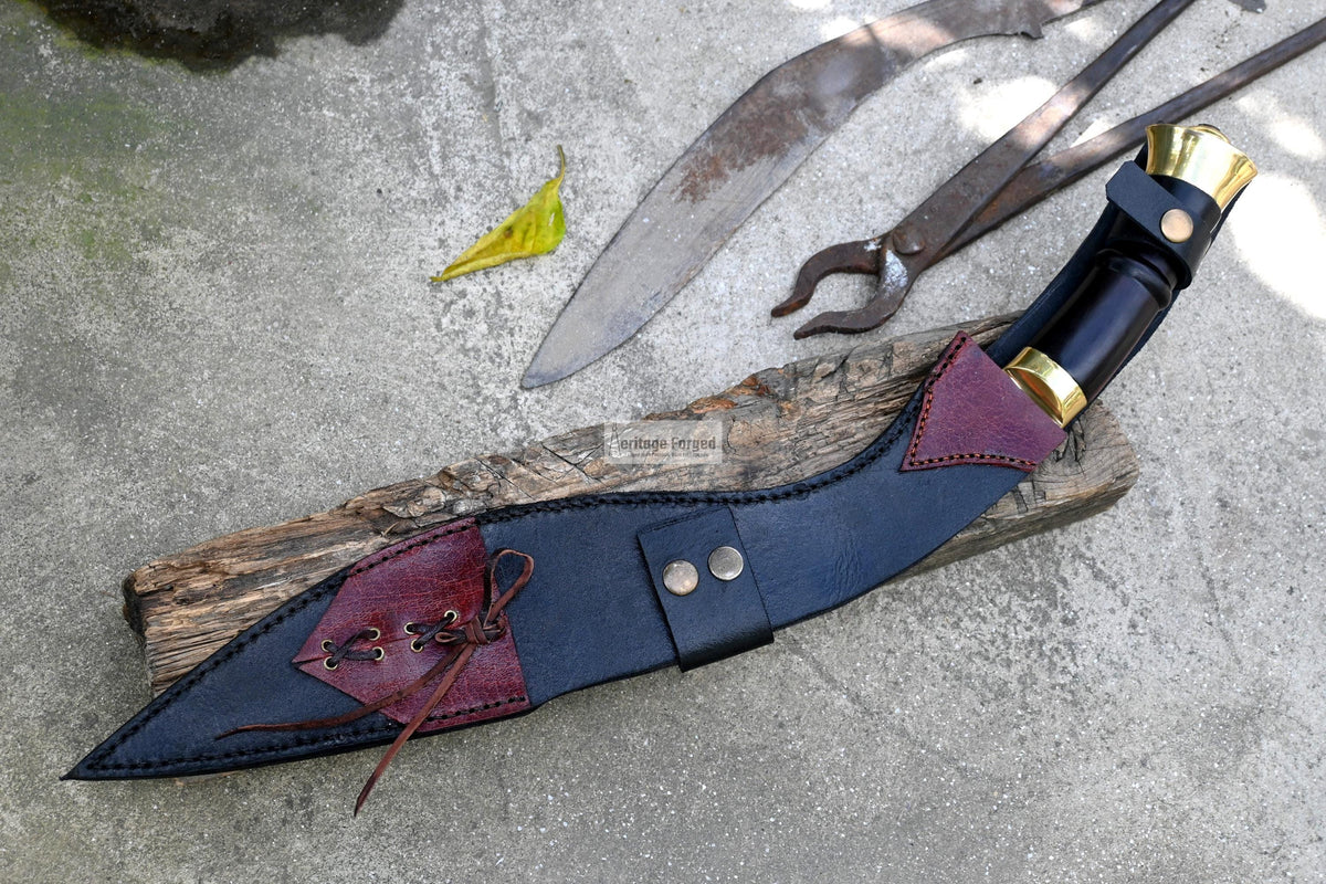 KUKRI MACHETE / Large Jungle Machete/ 16 inches Long Blade Heavy duties khukuri / Full tang/ Leaf spring of truck/ Tempered/Sharpen/Working