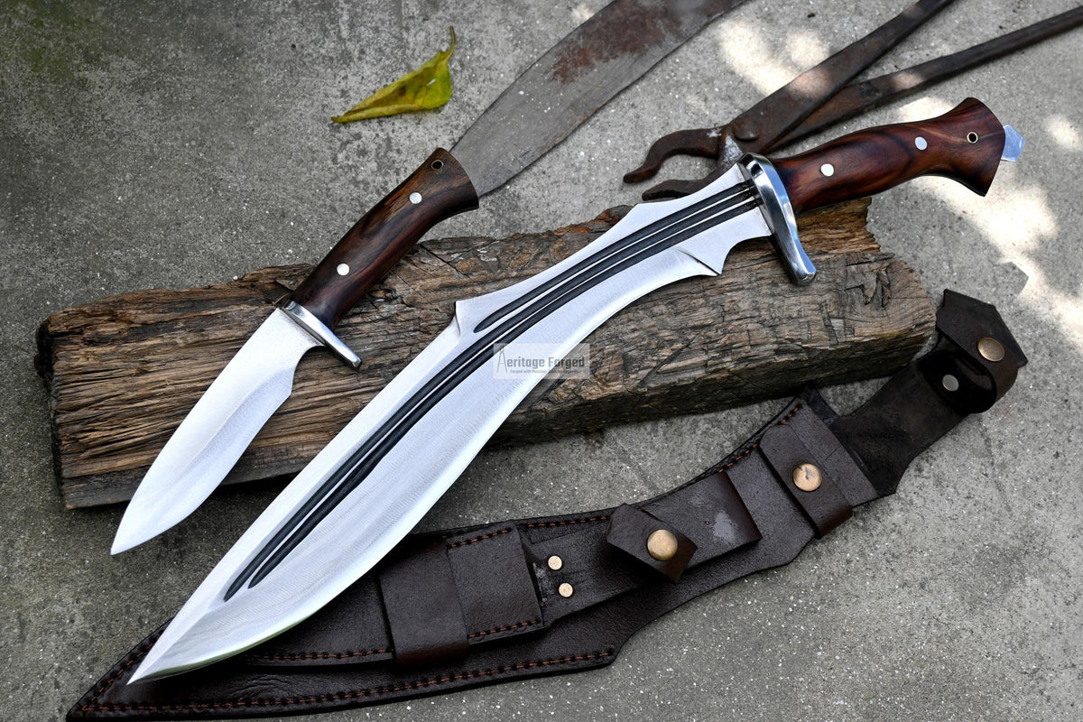 KUKRI MACHETE / Large Jungle Machete/ 15 inches Long Blade Heavy duties khukuri / Full tang/ Leaf spring of truck/ Tempered/Sharpen/Working