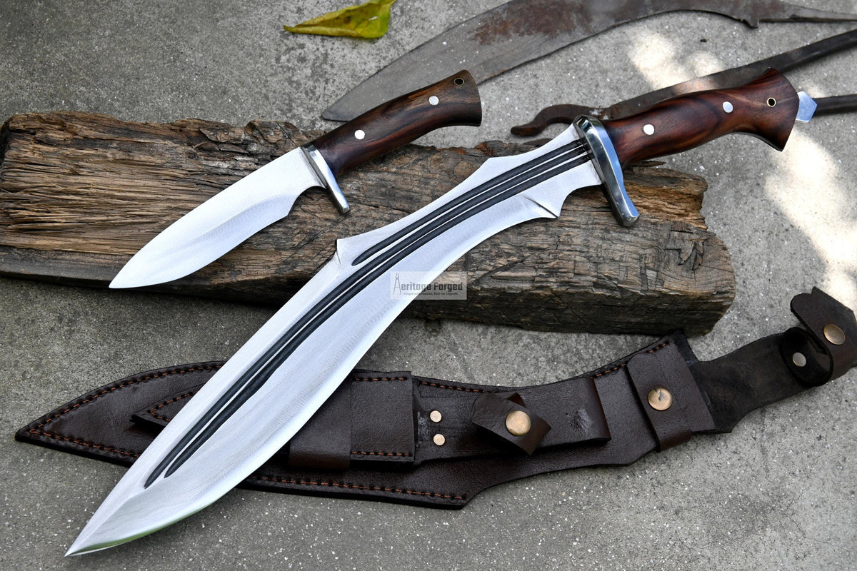 KUKRI MACHETE / Large Jungle Machete/ 15 inches Long Blade Heavy duties khukuri / Full tang/ Leaf spring of truck/ Tempered/Sharpen/Working